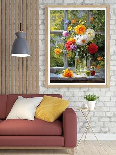Moohue 14 ct Counted Cross Stitch Kits for Adults Flowers Cross Stitch Patterns Stamped Printed Cross Stitch Kits (Flowers 2) - color: Flowers 2