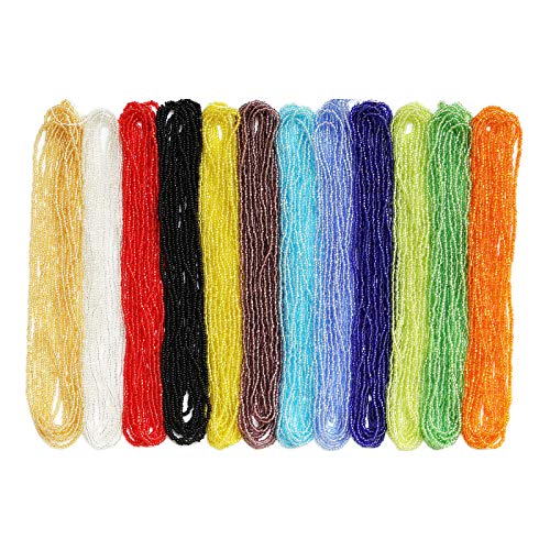 11/0 Glass Seed Beads 1 Hank 3 Meters (12 String Hanks,Total 12 Colors) Glass Silver Lined - color: 12 Colors