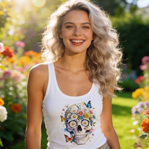 ANATTASOUL Skulls & Sunflowers 16PCS Heat Transfers Ready to Press - style: Skulls and Sunflowers