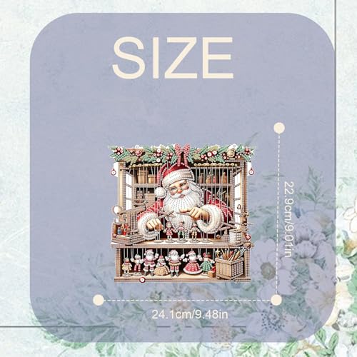 TDFERAN DIY 5D Diamond Painting Kits Hanging Sign 22x24cm Santa Claus Diamond Art Wreath Crystal Painting with Diamonds Ornaments Window Pendants Hanging Pendant Home Garden Door Kits Merry Christmas - color: Brown Christmas Marionette Ornament