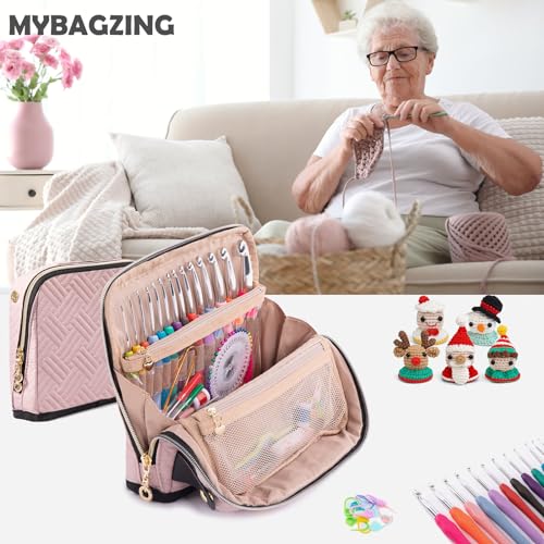 MYBAGZING Empty Crochet Hook Case, Stand-Up Crochet Hook Organizer - color: Pink, size: Case (Empty)
