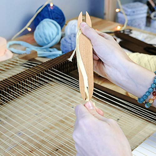 WILLBOND 7 Pcs Wood Weaving Tools Hand Loom Stick Shuttles Comb Needle