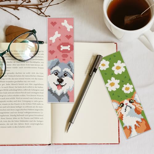 INFUNLY 6PCS Dogs Cats Cross Stitch Bookmark Kit for Beginners 8.66"×3.15" Animals Stamped Embroidery Bookmark Kit Pet Needlepoint Bookmark Kit with Instruction for Book Lovers Reader Writers - style: Dogs Cats