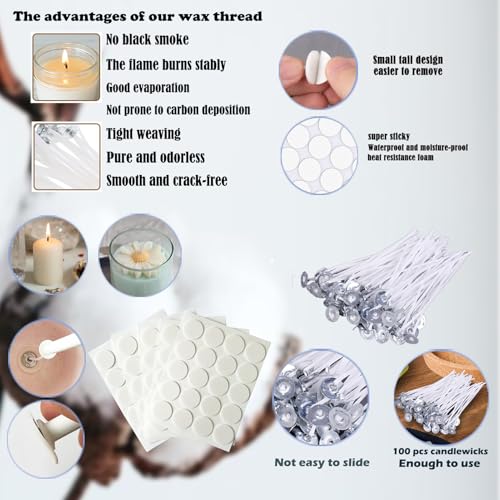 136PCS Professional Candle Making Kit with Soy Candle Wicks,Big Hole Long Wicking Needle for Molds with Storage Bag,Wick Trimmer,Mold Hook Eye Punch Needle for Candle Lover Beginner - color: 136pcs