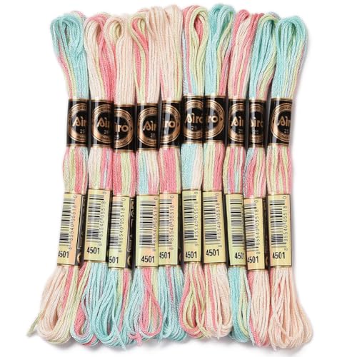 10 Skeins 87.5 Yards Variegated Neon Embroidery Floss for Sewing - color: Mixed Color