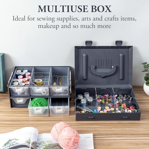 MyGift 11 Inch Hardware Organizer Case 24 Compartments 6 Drawers Gray - color: Dark Gray