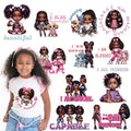 Dazoratix Black Girl Transfer Stickers - 12 Pcs Cute DTF Transfers Ready to Press Dog Iron on Patches Butterfly Washable Heat Decals for Girls DIY T-Shirt Clothing Coat Jeans Backpacks Decorations - style: Black Girl