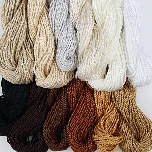 KCS 328 Yards(300 Meters) Mercerized Pearl Cotton Crochet Needlepoint Thread,Size 5, 12 skeins,Mixed Color 04 - color: 12color04, size: 12 skeins