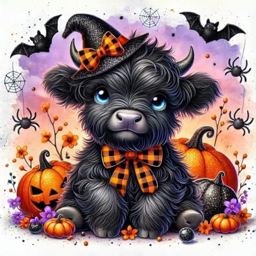Eterkosu Halloween Cow Stamped Cross Stitch Embroidery Kits Arts and Crafts - color: J196-01