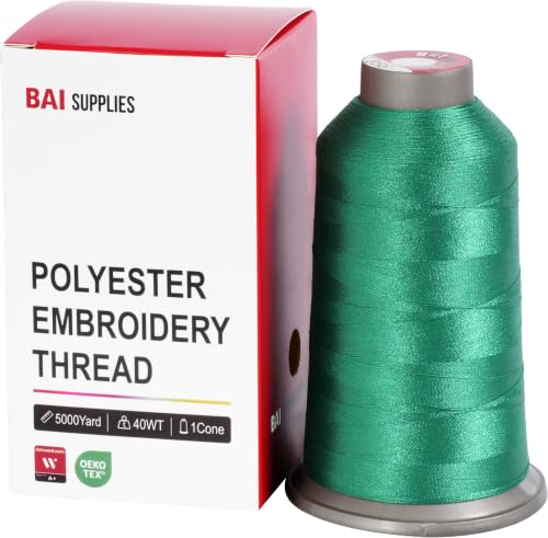 BAI Polyester Embroidery Machine Thread 5000 Yards Emerald Green+856 - color: Emerald Green+856
