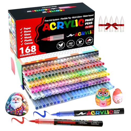 168 Colors Acrylic Paint Marker, Soft Brush Tip Acrylic Markers Set - color: 168 Colors