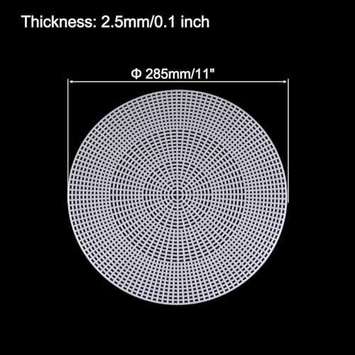 MECCANIXITY 4pcs 11" Plastic Mesh Canvas Sheet 5 Count Round Needlepoint Blank Canvas for Embroidery Knit Crochet Acrylic Yarn Crafting, White - size: 11"