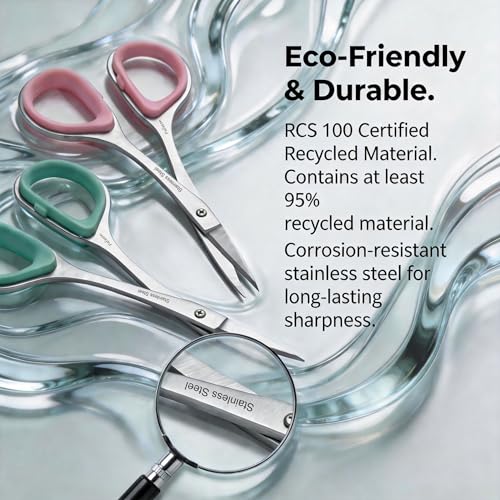PAFASON Small Travel Sewing Embroidery Scissors Set Curve Straight Tip - color: Green+pink