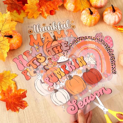 Fainne 12 Sheets Iron on Transfers, Fall Flower Decals - style: Fall