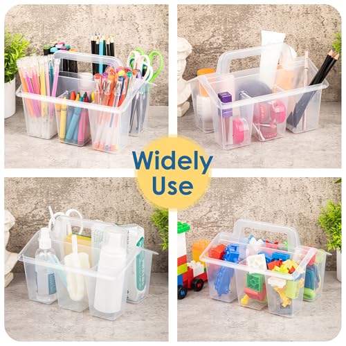 Plastic Caddy With Handle,Protable Classroom Craft Caddy, 6-pack Storage Caddy For Pencil,Pen,Craft Tools (Clear) - color: Clear