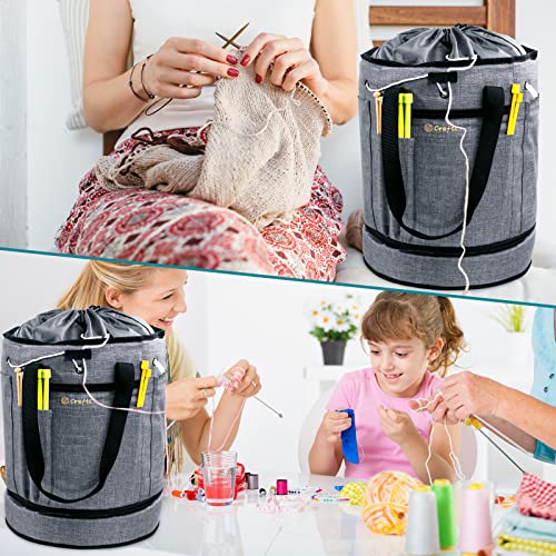 MYBAGZING Expandable Crochet Bag Organizer with Drawstring Closure, Round - color: Grey-Ⅰ, size: Large-Drawstring Closure