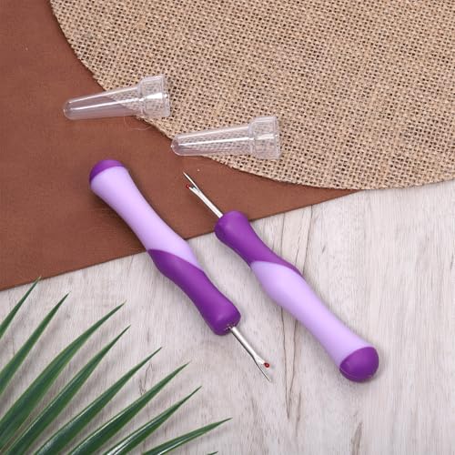 Seam Ripper for Sewing and Thread, Needle and Thread Seam Rippers Needle Stitch Removers Tool with Ergonomic Grip for Cross Stitching, Hand Sewing, Knitting, Embroidery and Thread-Removal(Purple, 2Pcs