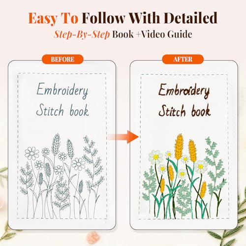 CYANFOUR 2026 New Embroidery Stitch Book Kit for Adults Beginners - color: embroidery book kit