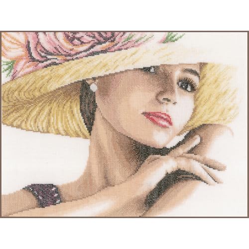Lanarte Cross Stitch kit Lady with hat II Linen, Counted, DIY