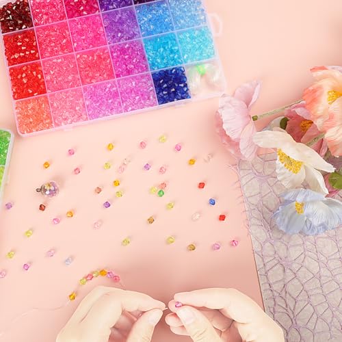 XSEINO 3760 Pieces 6mm Crystal Beads for Jewelry Making, 47 Colors Crafts - color: Crystal
