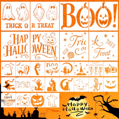 28 Pcs Halloween Stencils Reusable Stencils for Crafts Painting - color: Halloween