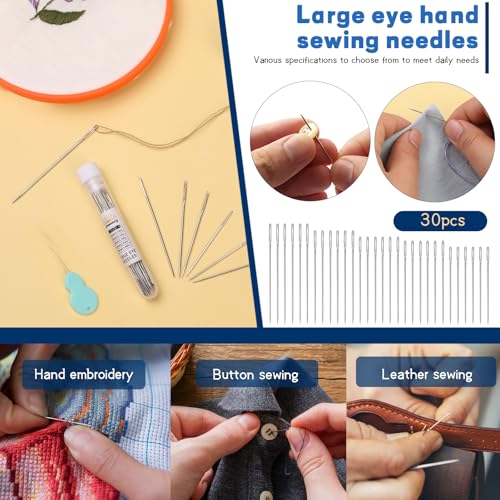 JNENERY 30 PCS Large Eye Sewing Needles, 5 Size Hand Sewing Needles - size: 5 Size-30PCS