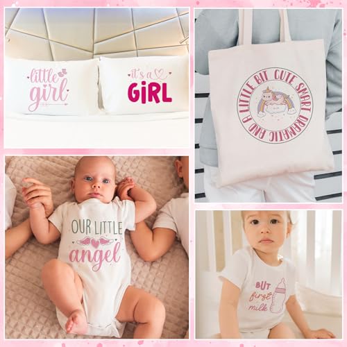 Girls DTF Transfers Ready to Press - Joybileefun 30 Sheets Baby Girls Iron On Transfers for T Shirts Cute Pink Baby Shower Heat Transfer Iron on Patches for Clothes Bag Pillow Covers DIY - style: Baby Girls Style
