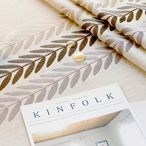 AMZALI Elegant Embroidery Spill-Proof Water Resistance Table Cloth Wrinkle Free Heavy Weight Cotton Linen Tablecloth Fabric Table Cover for Outdoor and Indoor (Rectangle,53 x 102 Inch) - size: 102" x 53" (Rectangular)