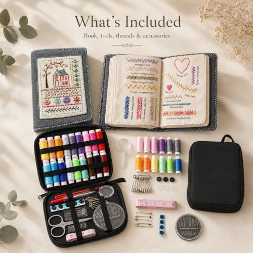 SpaLoo Embroidery Practice Kit for Beginners, Stitch Sample Book