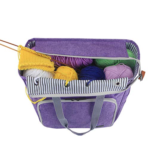 LUXJA Knitting Yarn Storage Tote Bag, Purple - color: Purple, size: Medium