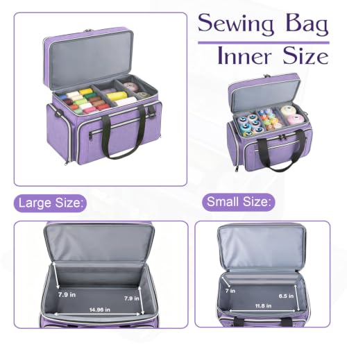 Anitor Sewing Supplies Organizer, Double Layer Sewing Storage Organizer - color: Purple, size: Large
