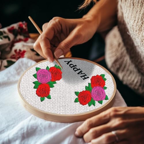 BENECREAT 4 Sheets Roses Sewing Embroidery Stabilizers, 42pcs Flowers Embroidery Paper with Pre-Printed Water Soluble Stabilizer for Embroidery Hand Sewing Lover Beginners - color: Roses