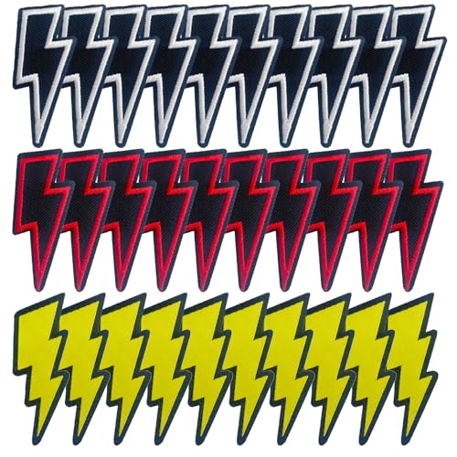 Lightning Bolt Iron on Patches Thunderbolt Sew on Patch for Clothing, Hats, Backpacks, Jackets, and Bags - color: Lightning Bolt
