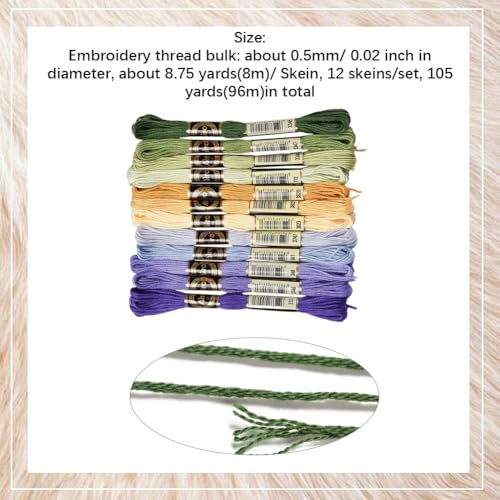 12 Skeins Purple Green Embroidery Floss Threads for Sewing Making - color: Winter Colors