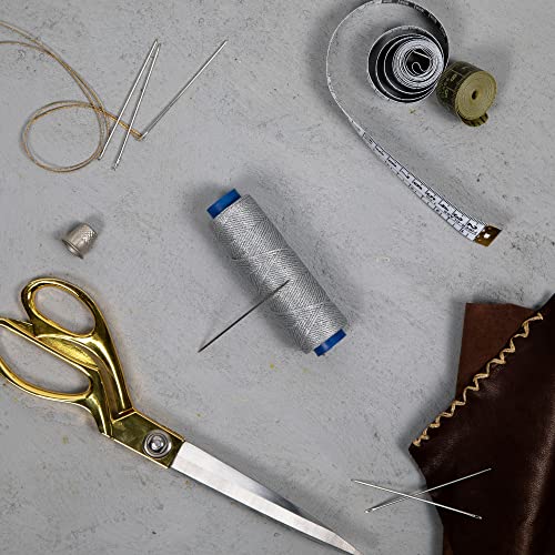 Waxed Thread, Strong Thread for Leather, Upholstery, Shoe, Bag, incl. Needle (Colour: Silver) - color: Silver