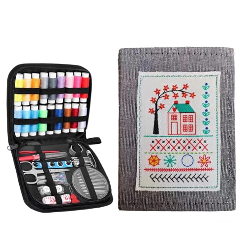 Mordely Embroidery Stitch Book Kit for Beginners, Complete Starter Set with Threads & Tools for Adults DIY Needlework