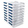 CATOOMUU 16-Pack 9x13 Shallow Flat Clear Plastic Storage Boxes - color: Large-Blue-16packs