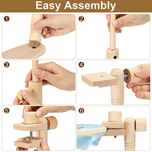 PATIKIL Adjustable Embroidery Hoop Stand, Beech Wood Cross Stitch Hoop Holder Hands-Free Embroidery Frame Stand for Sewing Arts Crafts Needlework