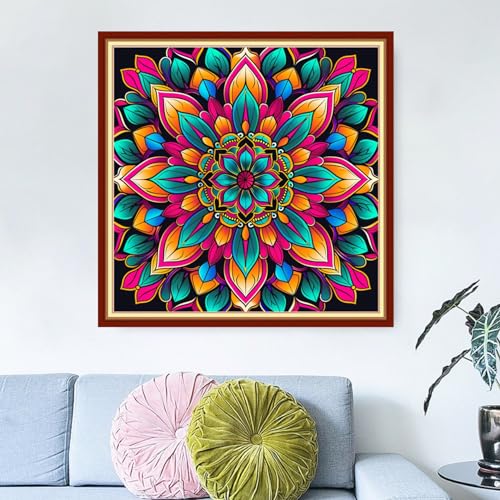 Dimensean Stamped Cross Stitch Kits Full Range of Embroidery Patterns Starter Kits for Beginners Adult DIY Cross Stitches Needlepoint Kits 11CT-Magic Mandala 18x18 inch - color: Arts kits 01