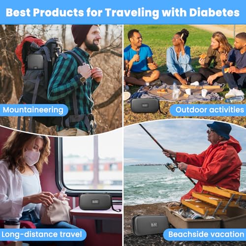 Insulin Cooler Travel Case with Temperature Display - Diabetic Travel Case Refrigerated Medicine Cooler Storage Bag with 2 TSA Approved Ice Pack for Daily and Trip (Black) - color: Black - Bag
