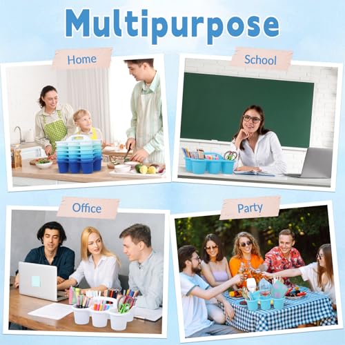 6 Pack Classroom Caddy Organizer with Handle, 6 Compartments, Gradient Blue - color: Gradient Blue