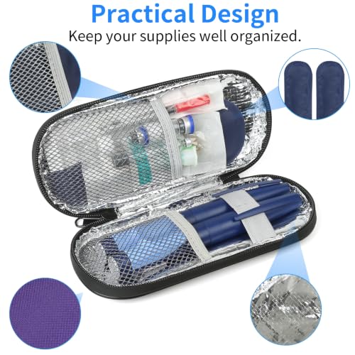Insulin Pen Cooler Travel Case with 2 Reusable TSA Approved Ice Packs, Diabetic Medication Insulated Cooler Bag for Insulin Pens and Other Diabetic Supplies Storage Dark Purple - color: Dark Purple