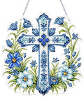 ARPADAMO Hanging Diamonds Art kit for Adult,DIY Cross Flowers Pendant Diamonds Painting Art Kit, 7.0x6.8 inch Acrylic Diamonds Painting Board Kit Ornament, Special Crystal Diamond Hanging Ornament - color: DP01402