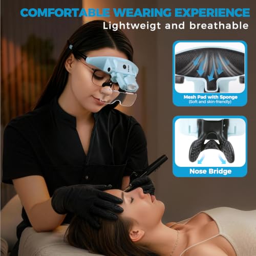 COYLAPY Magnifying Glass with Light, 1X-4X Magnetic Headband Magnifier