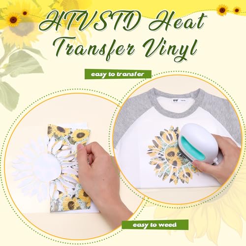 HTVSTD Sunflower HTV Heat Transfer Vinyl 10 Sheets 12×10in Iron on Vinyl - color: Sunflower