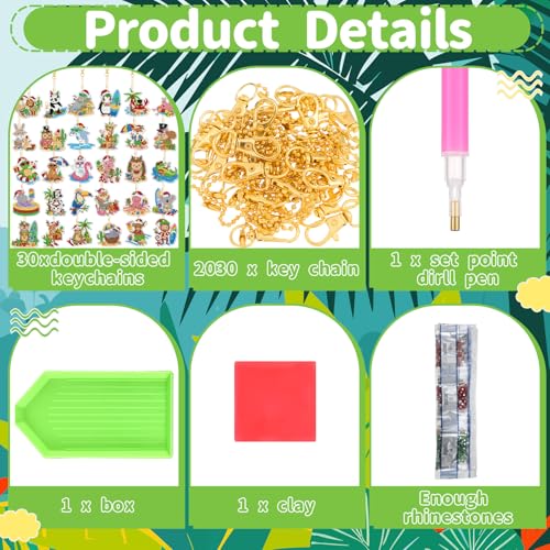 WILLBOND 30 Pcs Christmas Diamond Art Keychain Kits for Adults - color: July Christmas Animal
