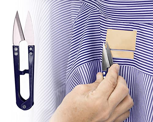 2Pcs Multicolor Mini Sewing Scissors Clipper 2Pcs Leather Scissors Sheath Cover Small Embroidery Thread Thrum Yarn Trimming Nipper U-Shaded Craft Cross Stitch Scissor (Dark Blue/Yellow) - color: Dark Blue/Yellow
