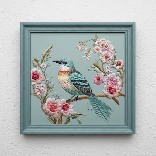 ARTopet Embroidery Kit for Beginners Cross Stitch Kits Needlepoint Set Colorful Bird Patterns Embroidery Thread Kit for Craft Lover Hand Stitch with 7.87in Hoop Threads Fabric-Bird02 - color: Bird02