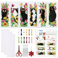 ORIGACH 6 Set Cat and Flower Cross Stitch Bookmark Kit for Beginner - style: Cat and Flower