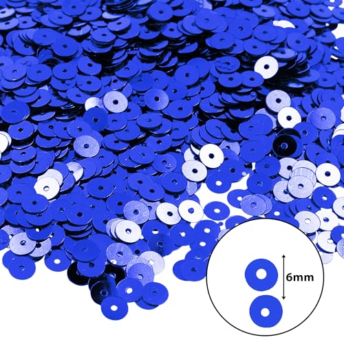 Mandala Crafts 6mm Flat Round Dark Blue Sequins for Sewing Embroidery - color: Dark Blue, size: 6mm Flat Sequins